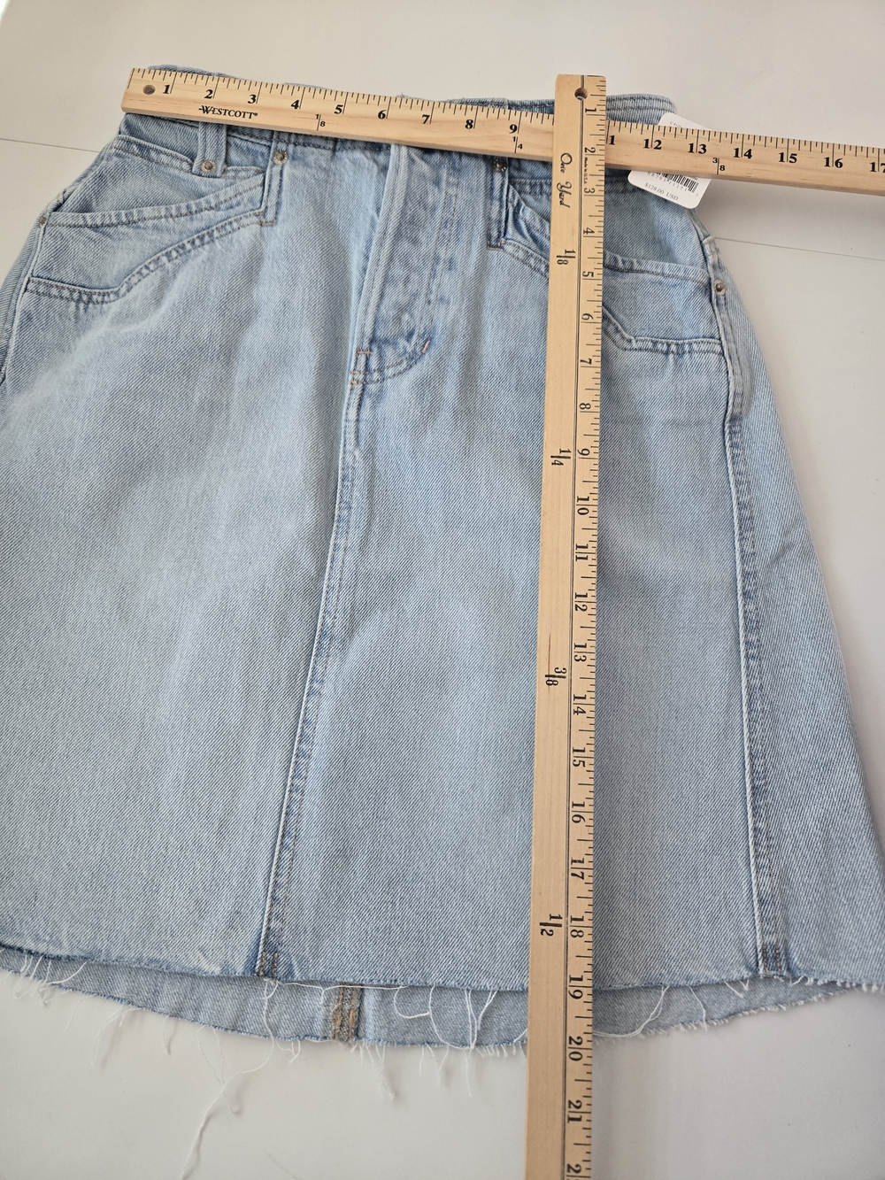 NWT Free People We The Free Suzy Denim Skirt Frayed Raw Hem Blue Sun Stoned 27 - Picture 11 of 16